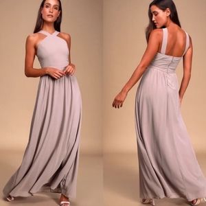 Lulus Air of Romance taupe maxi dress